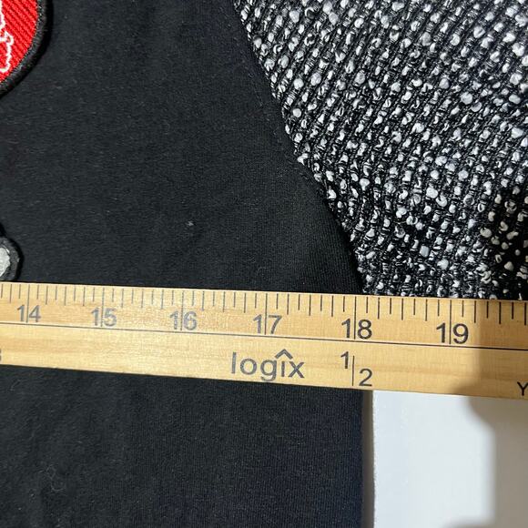 Karl Lagerfeld‎ Embroidered Tweed Patch Black Pullover Sweatshirt Womans Size S - Picture 5 of 7